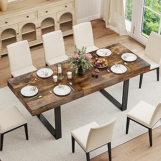 Zevemomo 63"-78.7" Extendable Dining Table for 6-8, Wooden Kitchen Table