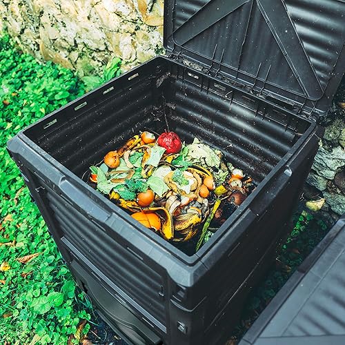 Miniatura 3 de Contenedor de abono de jardín de material sin BPA, contenedor grande de abono para exteriores de 80 galones (300 litros), fácil montaje, ligero,