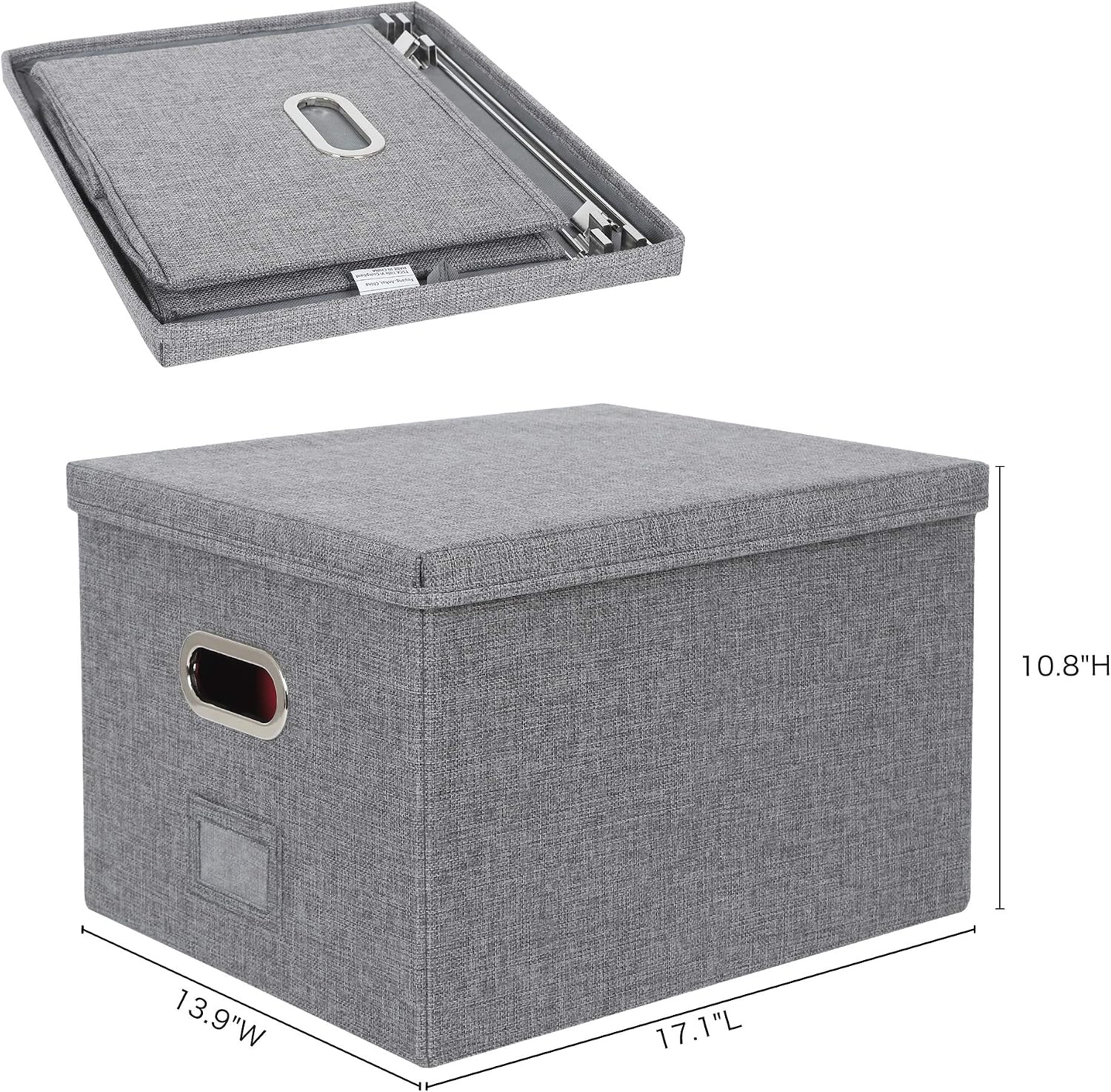 ATBAY File Storage Box Collapsible Large Capacity Office File Organizer for Letter/Legal Size Hanging File Folder Box, Gray 1Pack