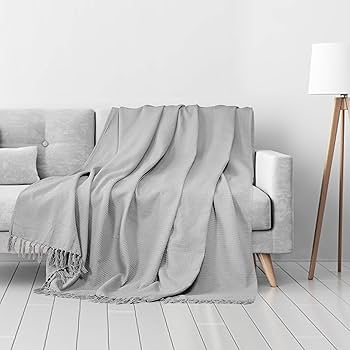 EHC Waffle Cotton Woven Large Sofa Throw 2 Seater Char/Sofa/Bed 178 X