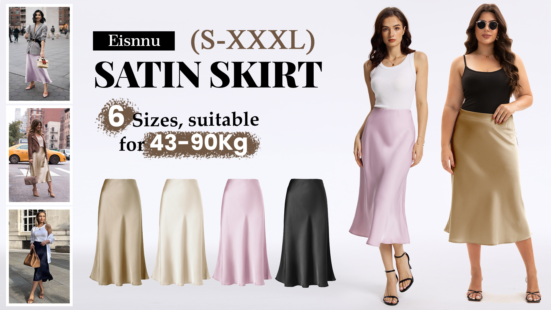 Eisnnu Dames Satijnen Rok A-lijn Midi-lengte Rok Effen Kleur Visstaart Zijden Rok Voor Zakelijke Feesten S-XXXL (DE/NL/SE/PL, Alfabetisch, L, Regular, Regular, Paars