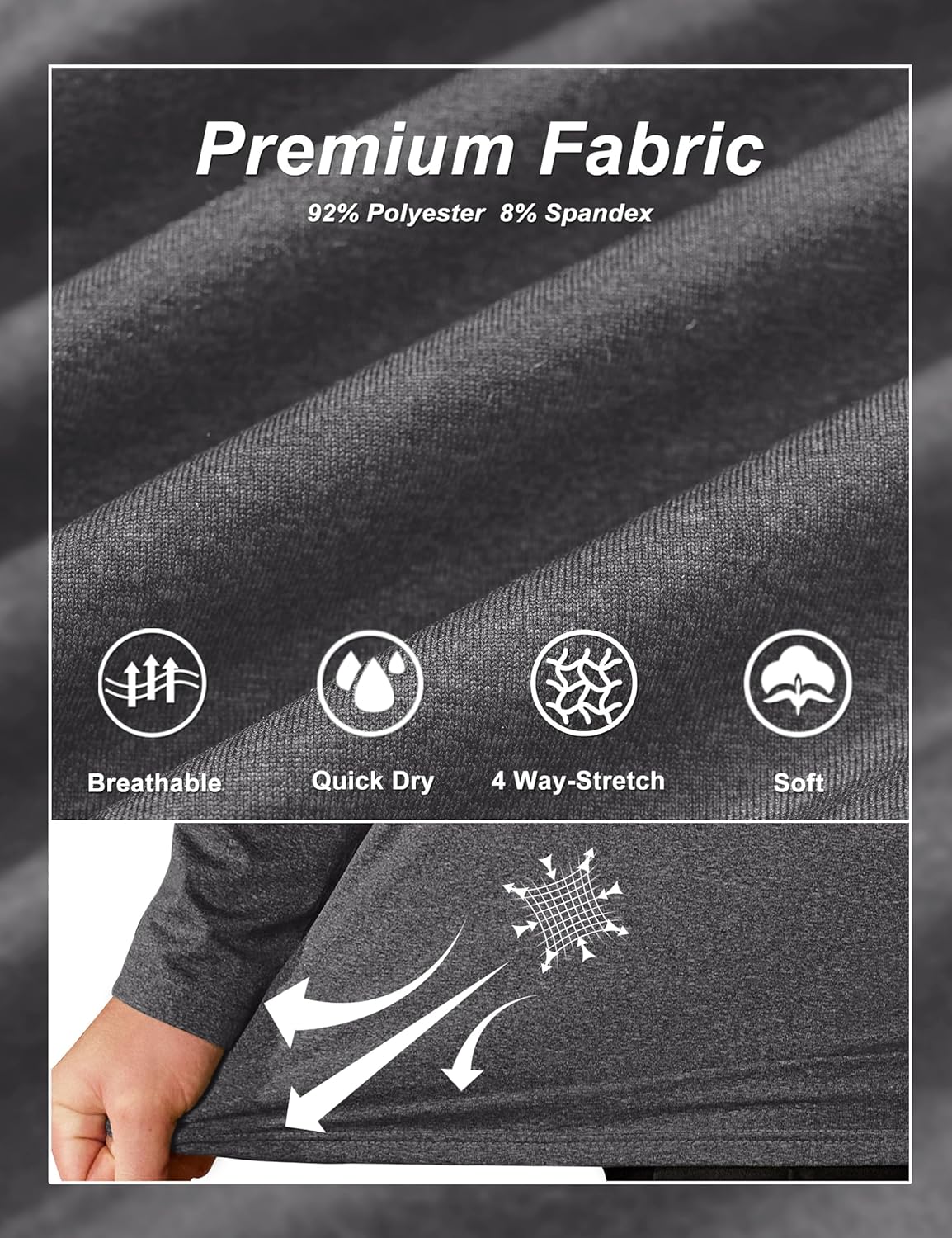 TACVASEN Men's Quarter Zip Pullover Long Sleeve Golf Sweatshirts 1/4 Zip Sweaters Winter Fleece Lined Thermal Shirt - Image 5