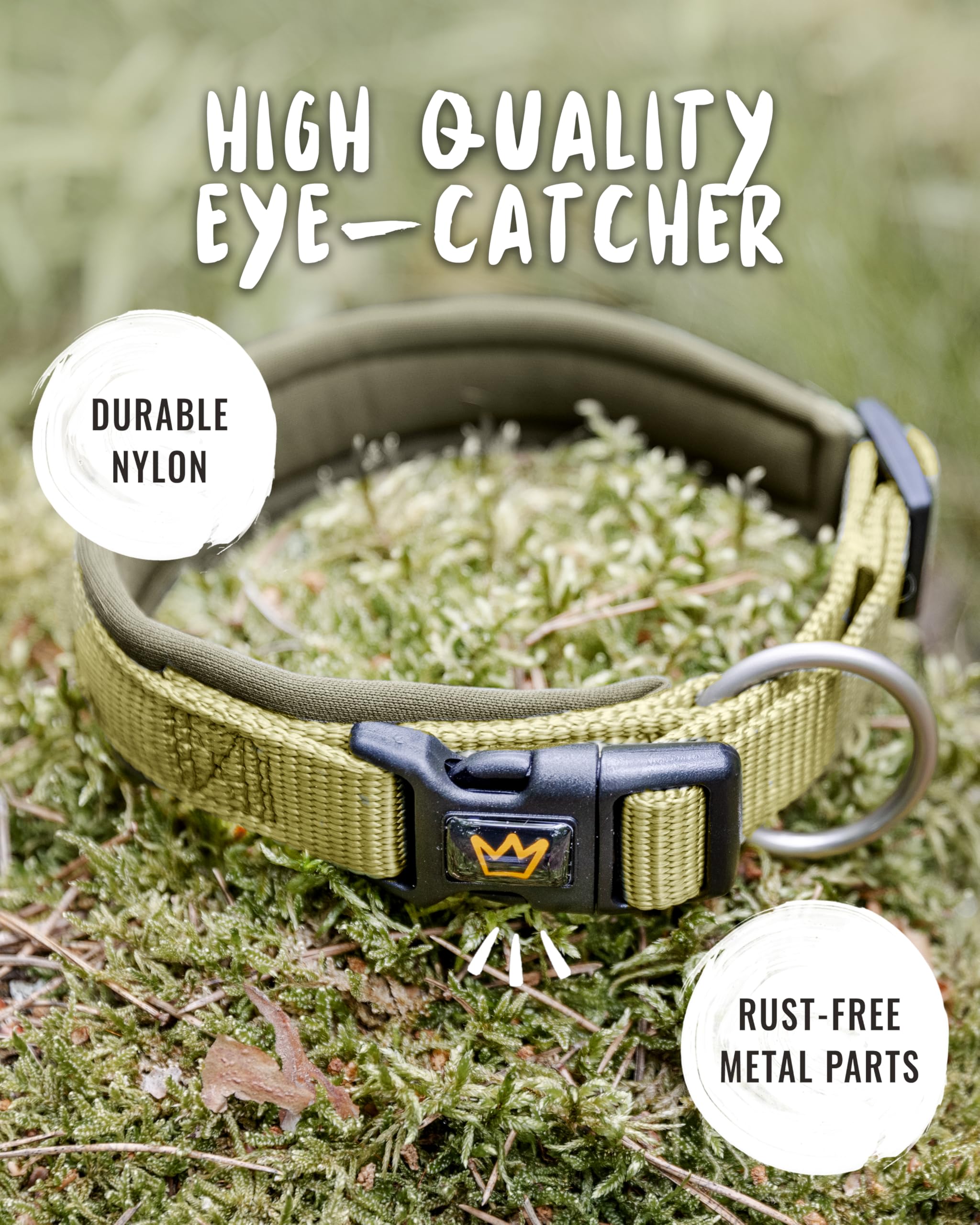 Rudelkönig Collare per cani Bella - Collare cane regolabile per cani - Collari per cani in cachi - Collare cane taglia piccola