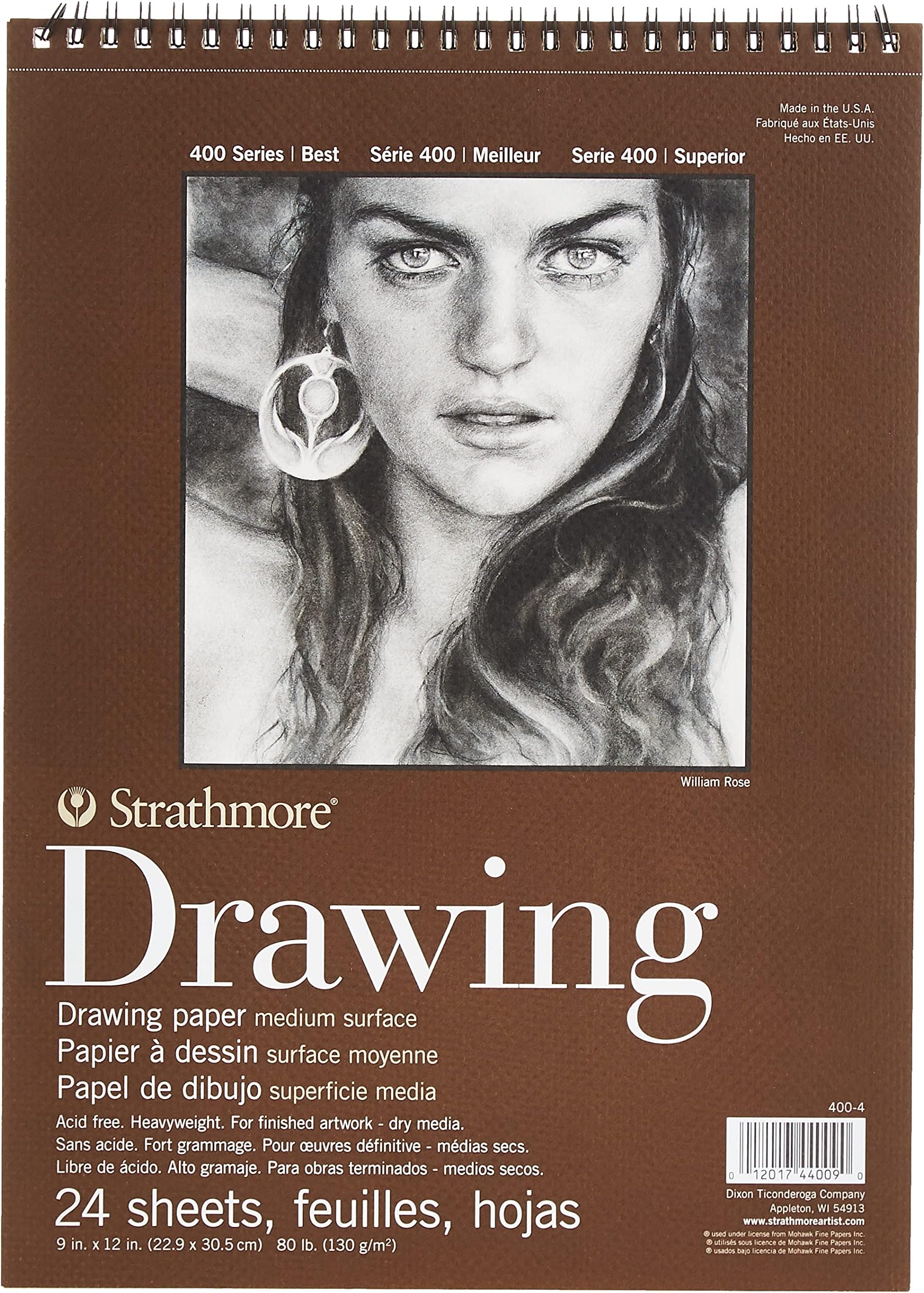 Medium Drawing Spiral Paper Pad 9"X12"-24 Sheets -400400, Medium