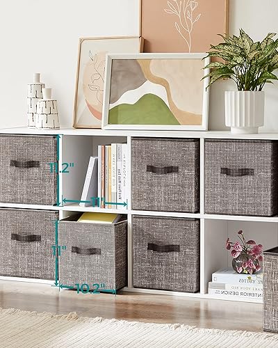 Miniatura 9 de SONGMICS Cubos de almacenamiento y cubos organizadores de almacenamiento, cubos de tela no tejida de 11 pulgadas con asas dobles, organizador de