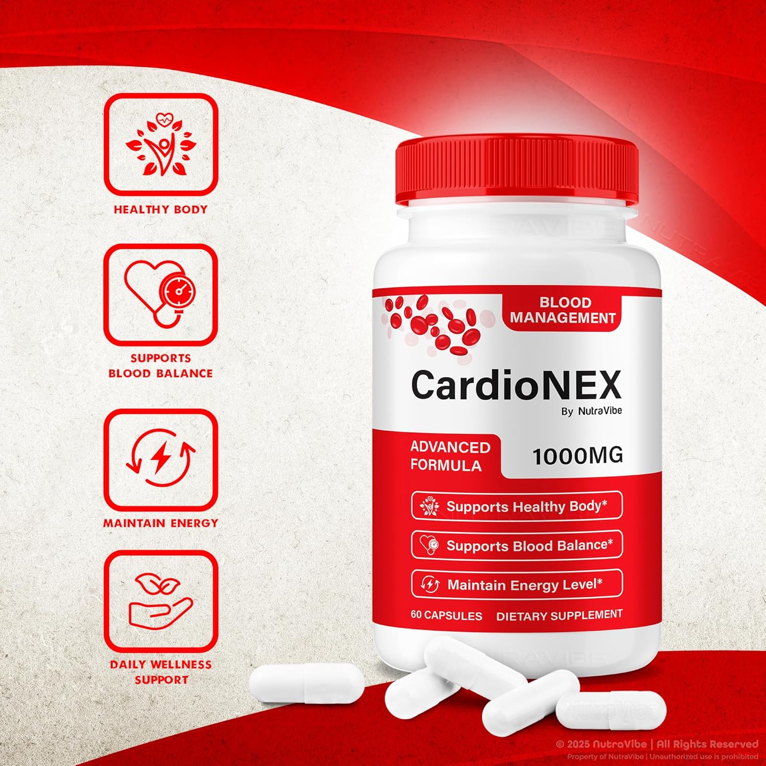 CardioNEX – Official Cardio NEX Premium Support Formula for Circulation, Heart Wellness & Steady Energy | Natural Blend for Balanced Lifestyle, Just 2 Easy-to-Take Pills Daily (60 Capsules)