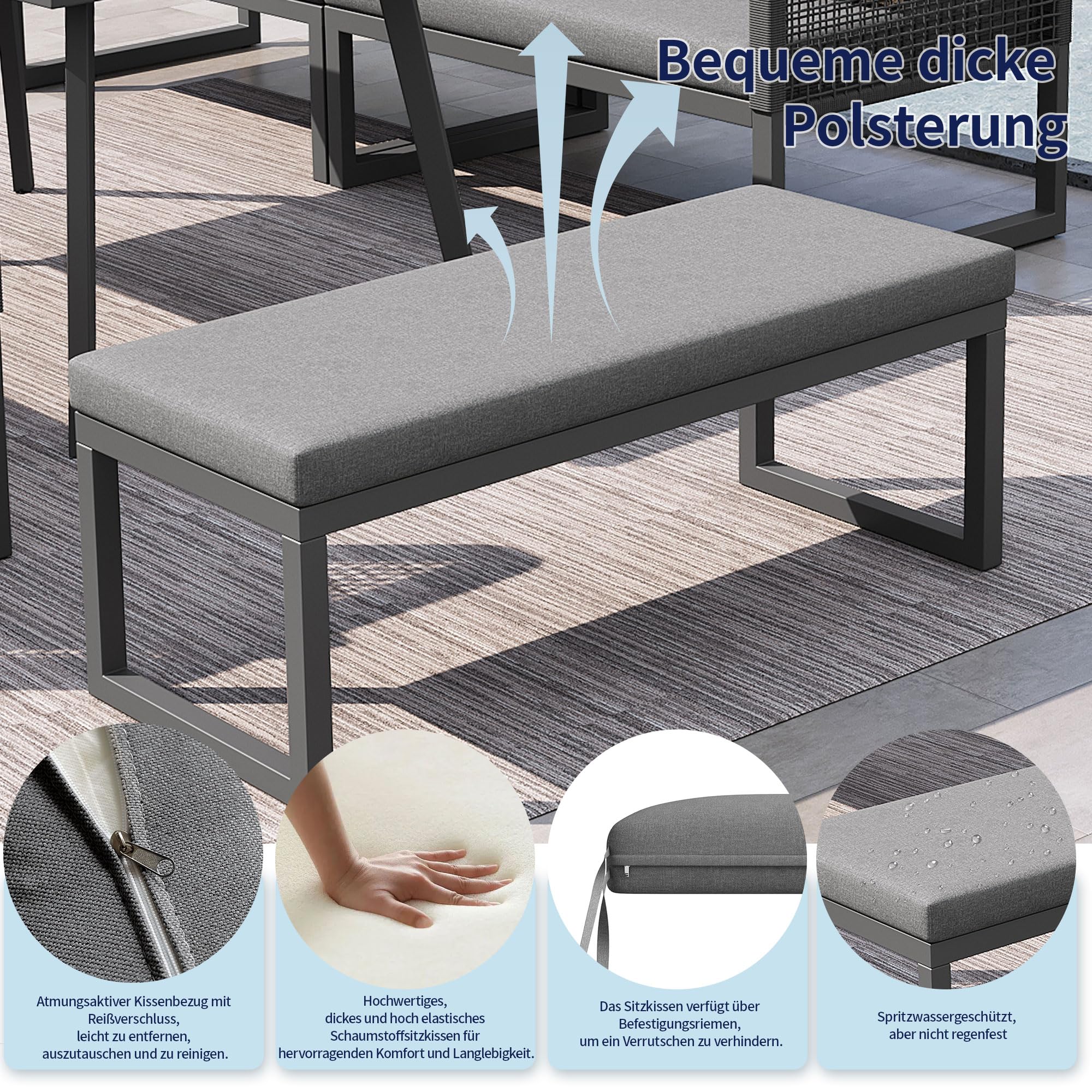 Sapgaks Salon de Jardin d'extérieur 6-8 Places,Canapé d'angle extérieur en L avec Coussin et Table,Rotin PE tissé à la Main,Ensemble de canapé de Jardin résistant aux intempéries,Gris