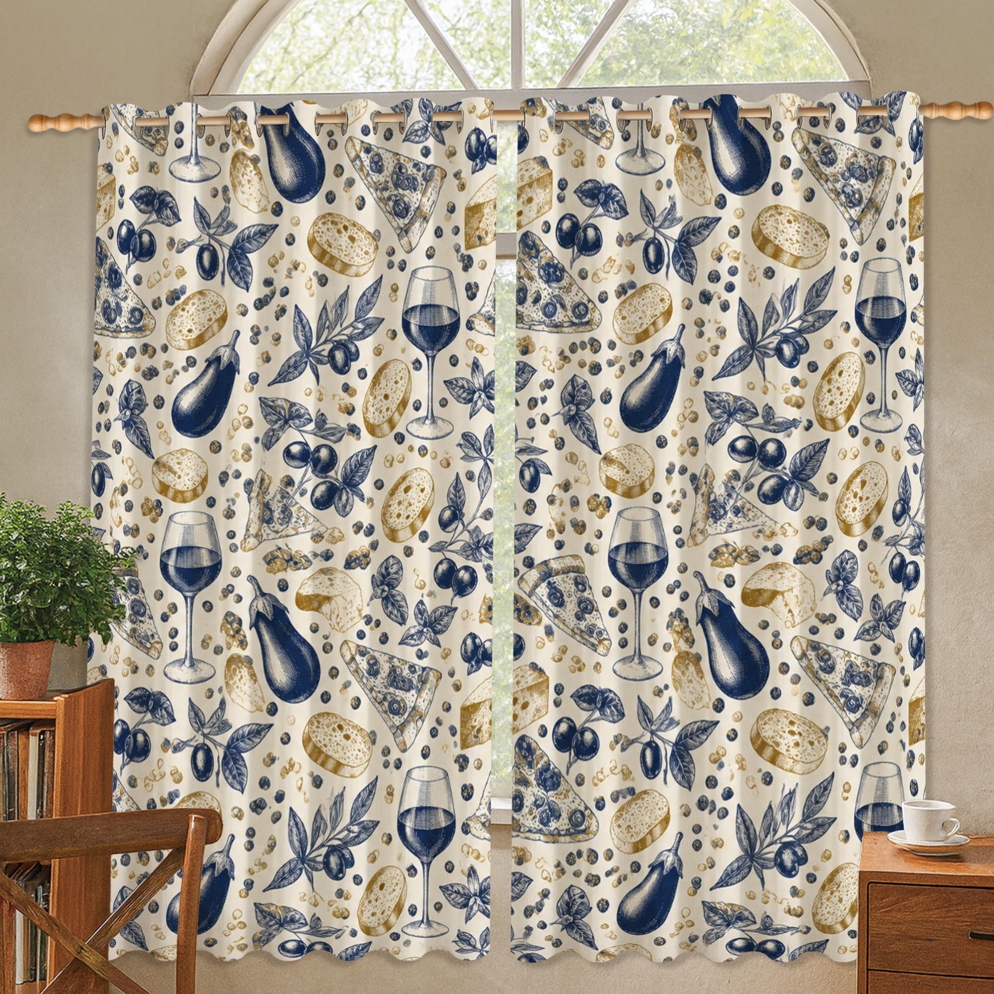 Rideaux occultants infroissables bleu marine pour fenêtres de chambre et salon