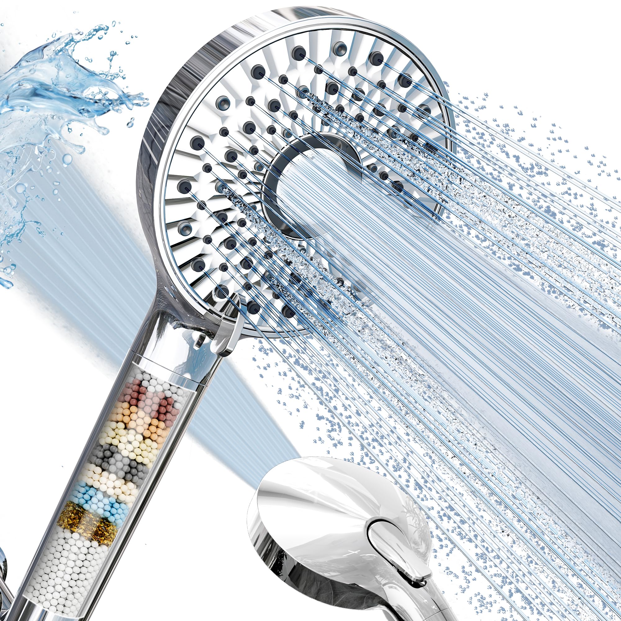 Magichome Filter Duschkopf mit Schlauch, 10 Modi Duschkopf mit Filter | Hochdruck Handbrause Wassersparend Duschbrause mit Filtration für Hartes Wasser,Rest-Chlor,Schwermetall,Silber