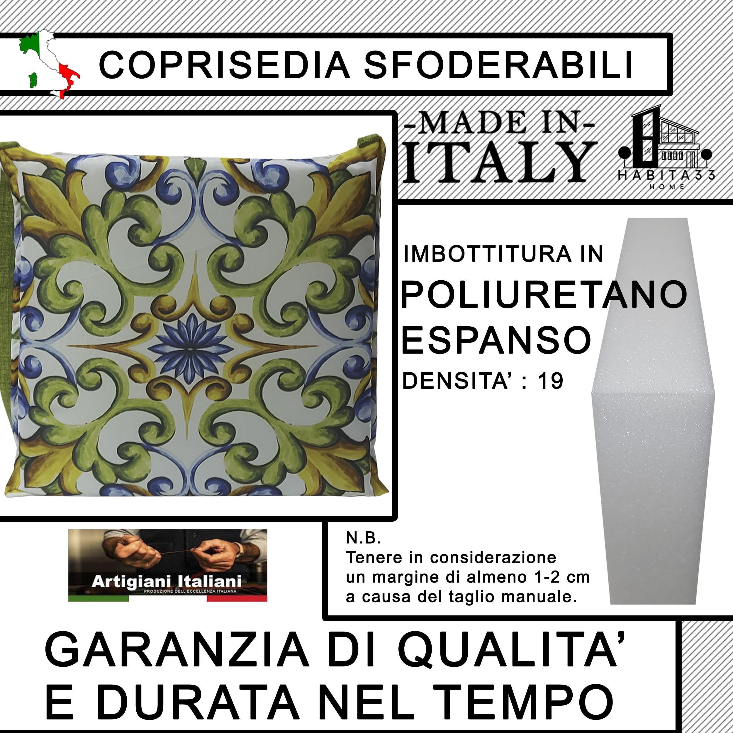 Cojines para Sillas de Cocina – Set de 4 Cojines – Fundas Desenfundables con Lazos – Estampado Digital Moderno – Comodidad y Estilo – Fabricación Italiana (4, Lily)
