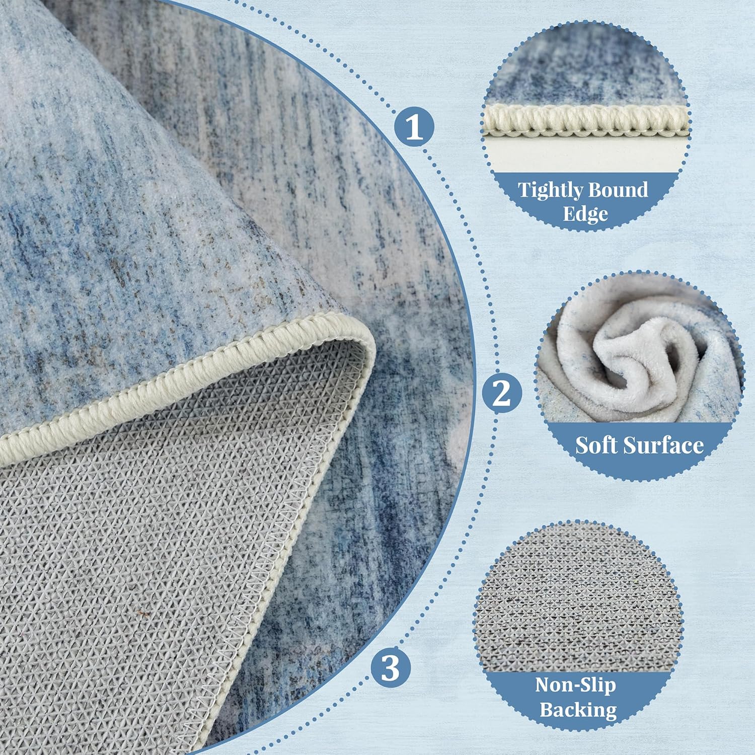Small Rugs 2x3 Blue Rug for Entryway Bathroom Kitchen Entrance Doormat,Modern Abstract Marble Accent Floor Throw Carpet Non Slip
