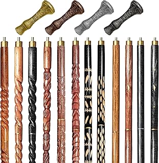 Wood Walking Staff Cane Stick with Staff Head Handle, Rubber Ferrule, Foldable, Adjustable, Custom 31-61 in, AANWS194