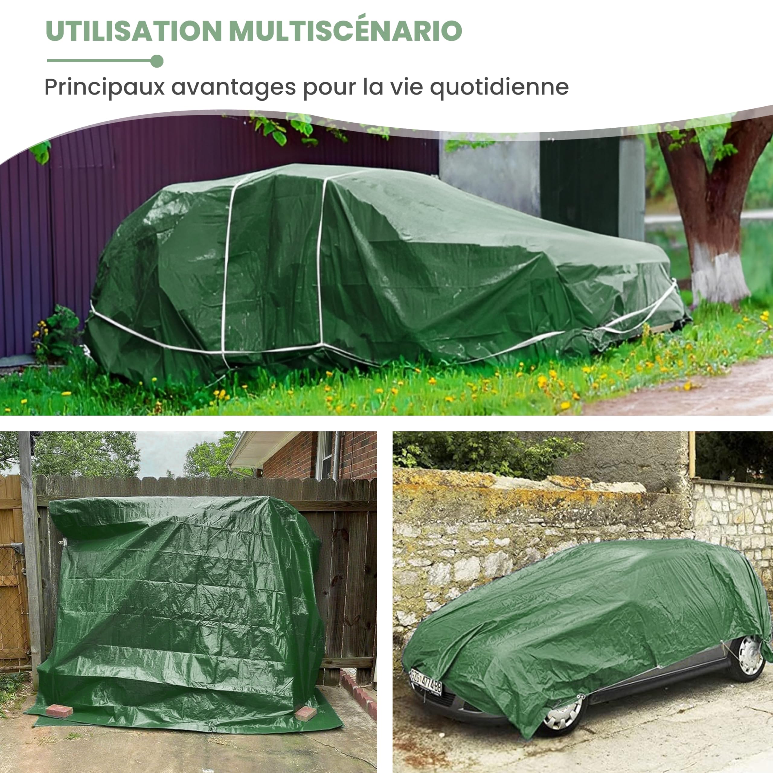 Bâche de Protection 5 x 6 m, 100 g/m²,Bâche de Protection pour Bois extérieur, Meubles de Jardin, Voitures, piscines, Bateaux et Camping,imperméable et indéchirable, avec œillets.