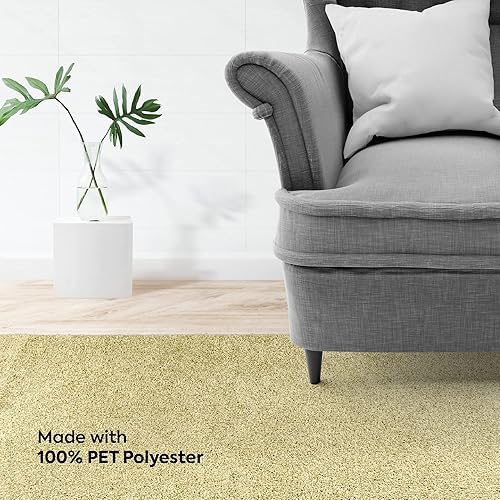 Miniatura 4 de Furnish my Place Alfombra moderna de felpa de color liso, color amarillo, 5 x 7 pies, apta para mascotas y niños. Fabricada en Estados Unidos,