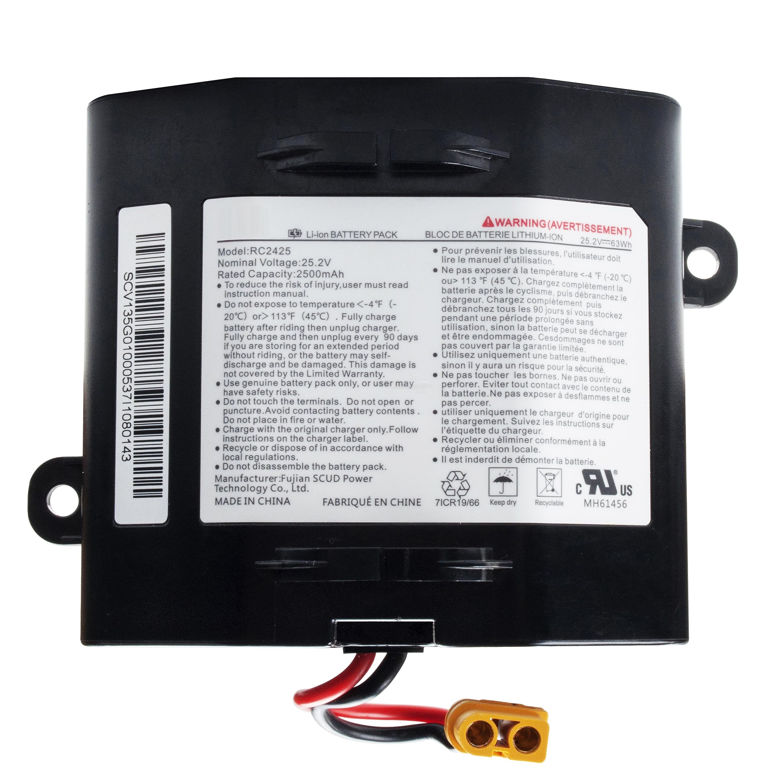 RC2425 HR2524 Battery Replacement for Scud/GLW Electric Board Scooter  Skates 7ICR19/66 7INR16/66 63Wh/2500mAh