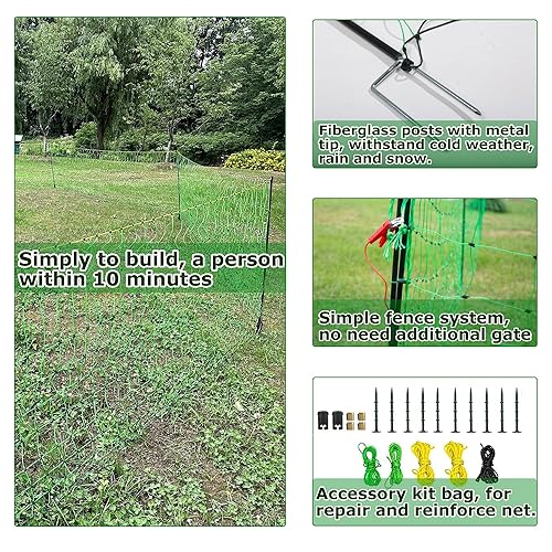 Miniatura 3 de Red eléctrica para valla eléctrica, 49.6 pulgadas de alto x 164 pies de largo, redes portátiles de malla para cerdo, perros, ciervos, cabras,
