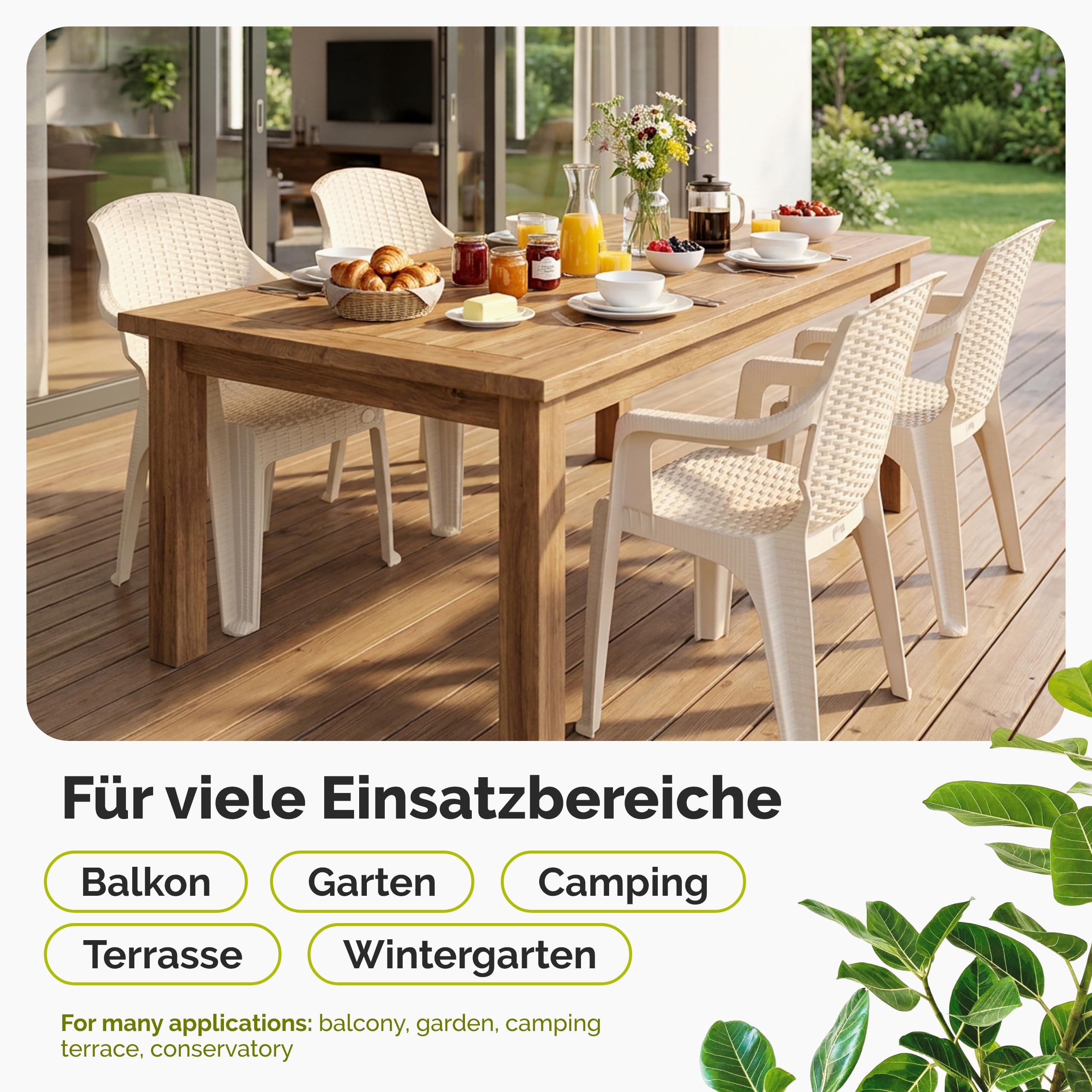 Garronda Lot de 4 Chaises de Jardin Extérieur Empilables Anthracite GD-0254 | Fauteuils Rotin Accoudoirs, Durable, Résistant aux UV, Intempéries, Mobilier de Balcon, Terrasse, Camping et Restaurant