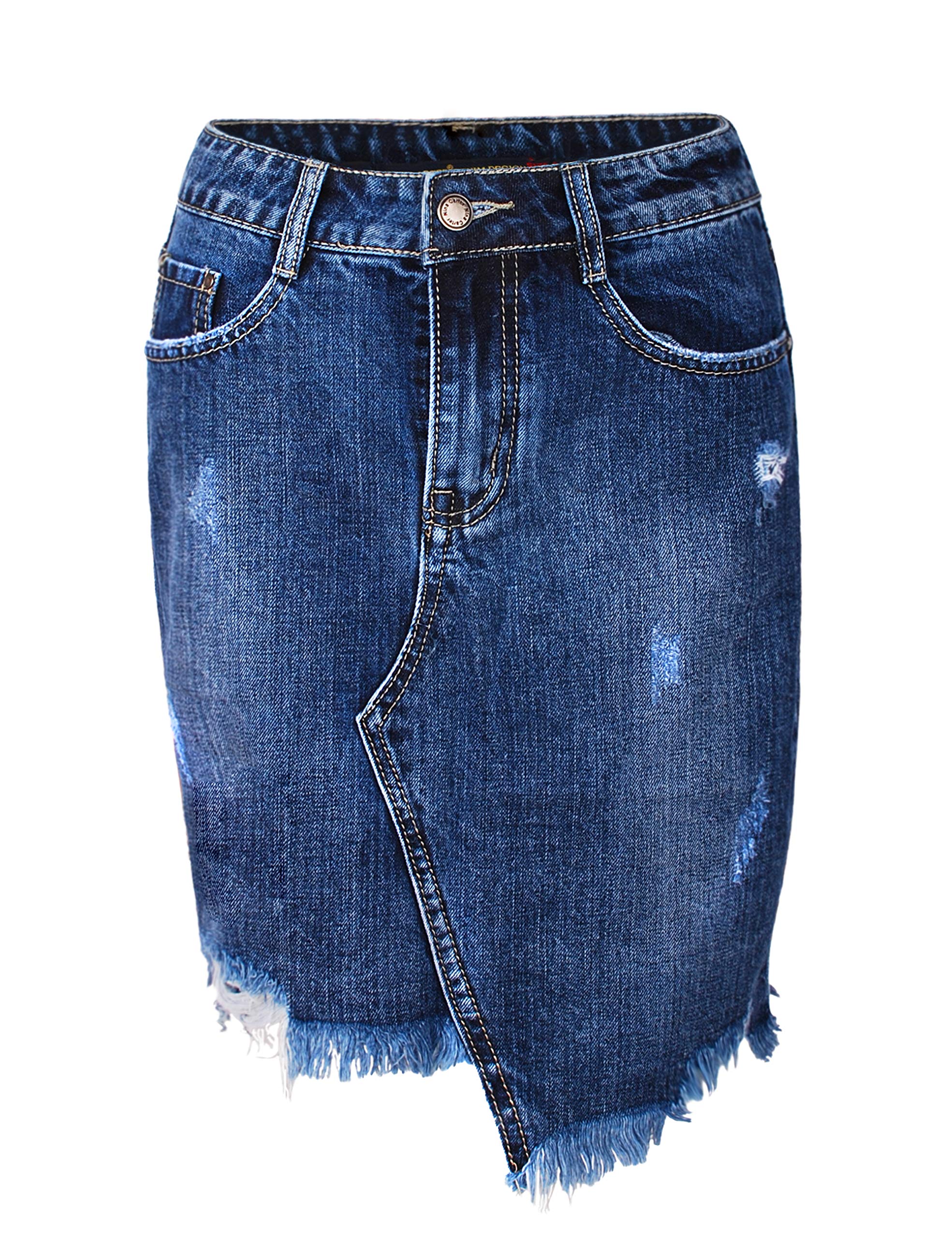Fraternel Jupe Jeans Femme Longueur mi-Cuisse