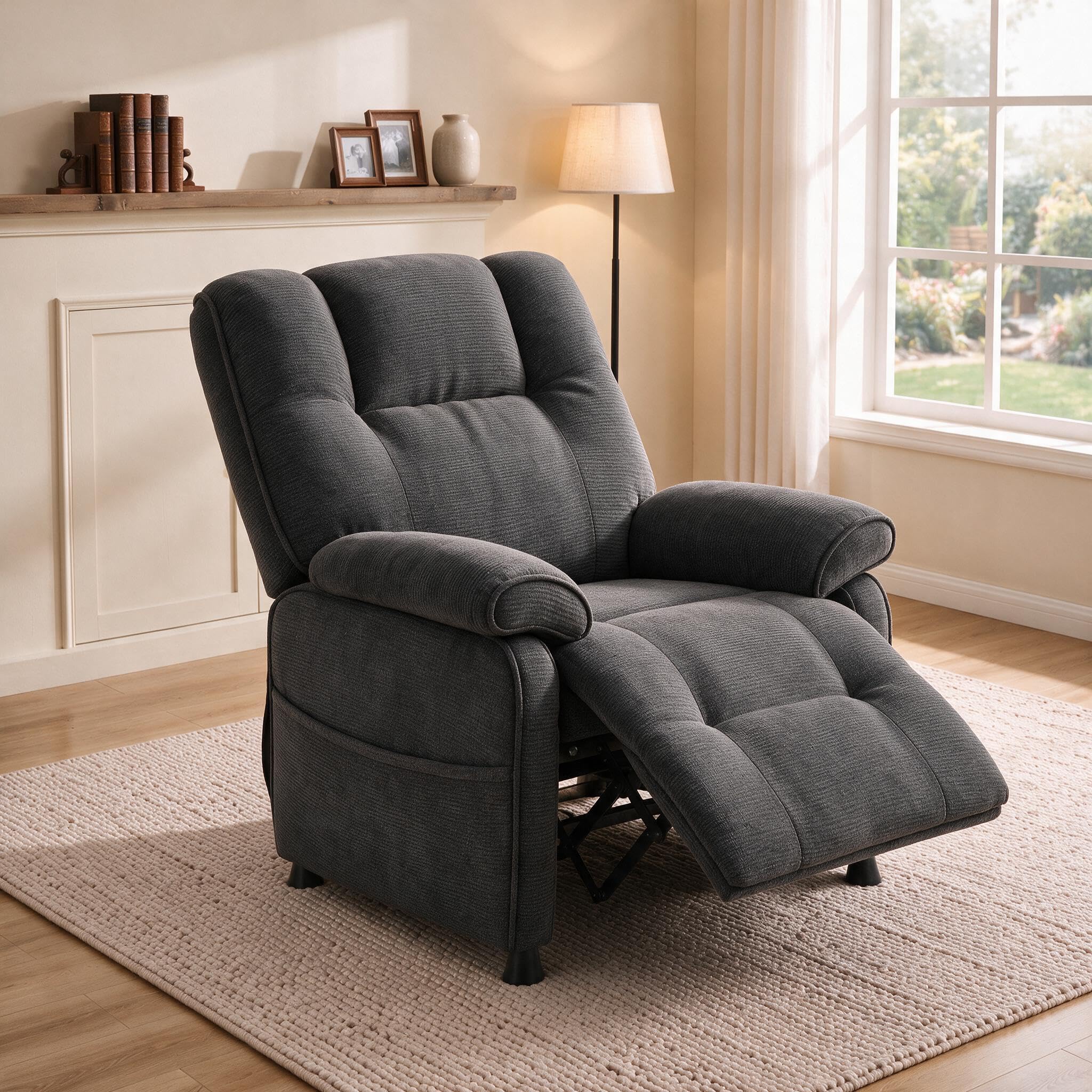 Electric Recliner Chair, 90° to 160° Adjustment with Remote, Black