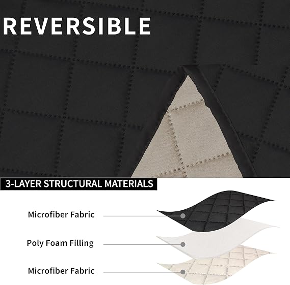 Easy-Going Reversible Recliner Cover with Console, 3 Seater, Black/Beige | Machine Washable Couch Cover For Dogs, Water Resistant Furniture Protector Mat, Split Design Per Seat, Pet Friendly