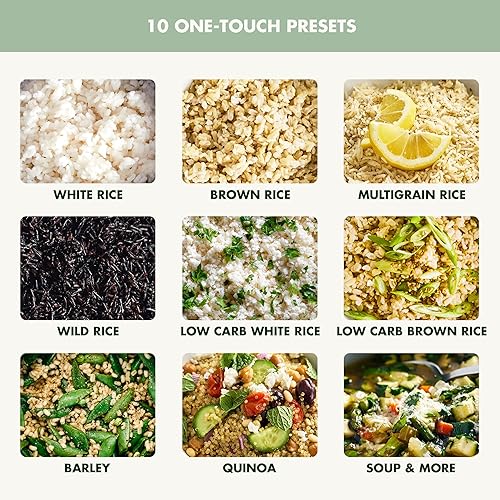 Miniatura 5 de GreenPan Olla arrocera, 8 tazas cocidas (4 sin cocinar), modo bajo en carbohidratos y sopa, 10 ajustes preestablecidos de cocción de un solo toque,
