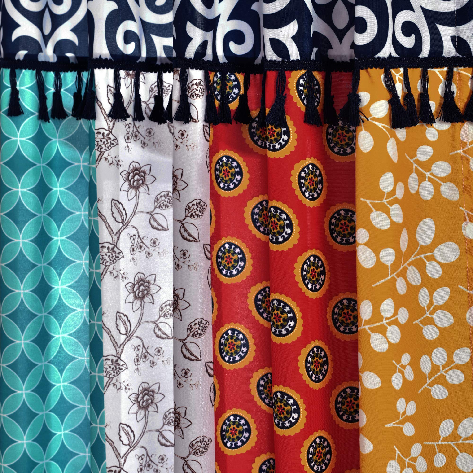 Lush Decor Boho-Fenstervorhang, 213 x 114 cm, Orange/Marineblau