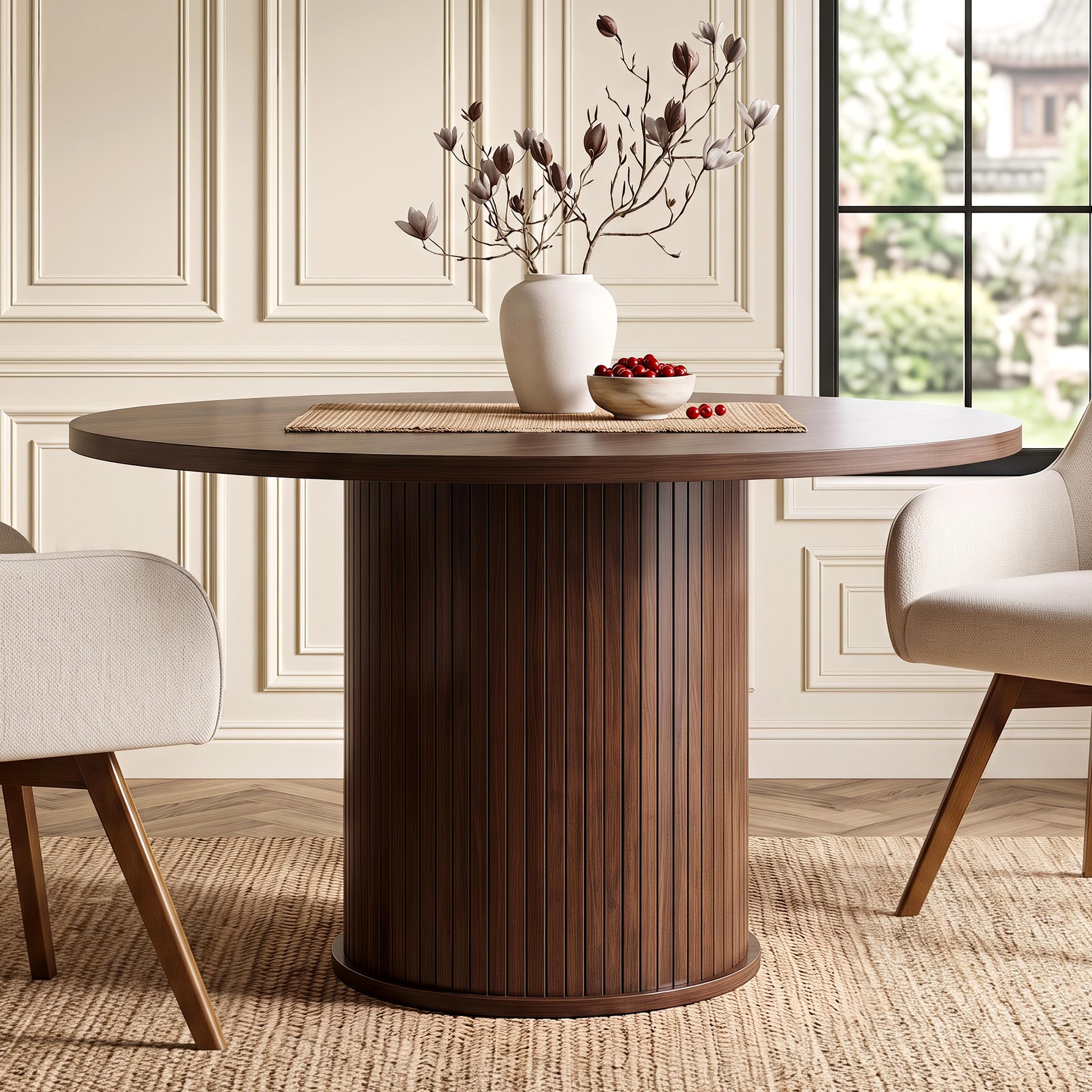 47" Round Dining Table for 4-6,