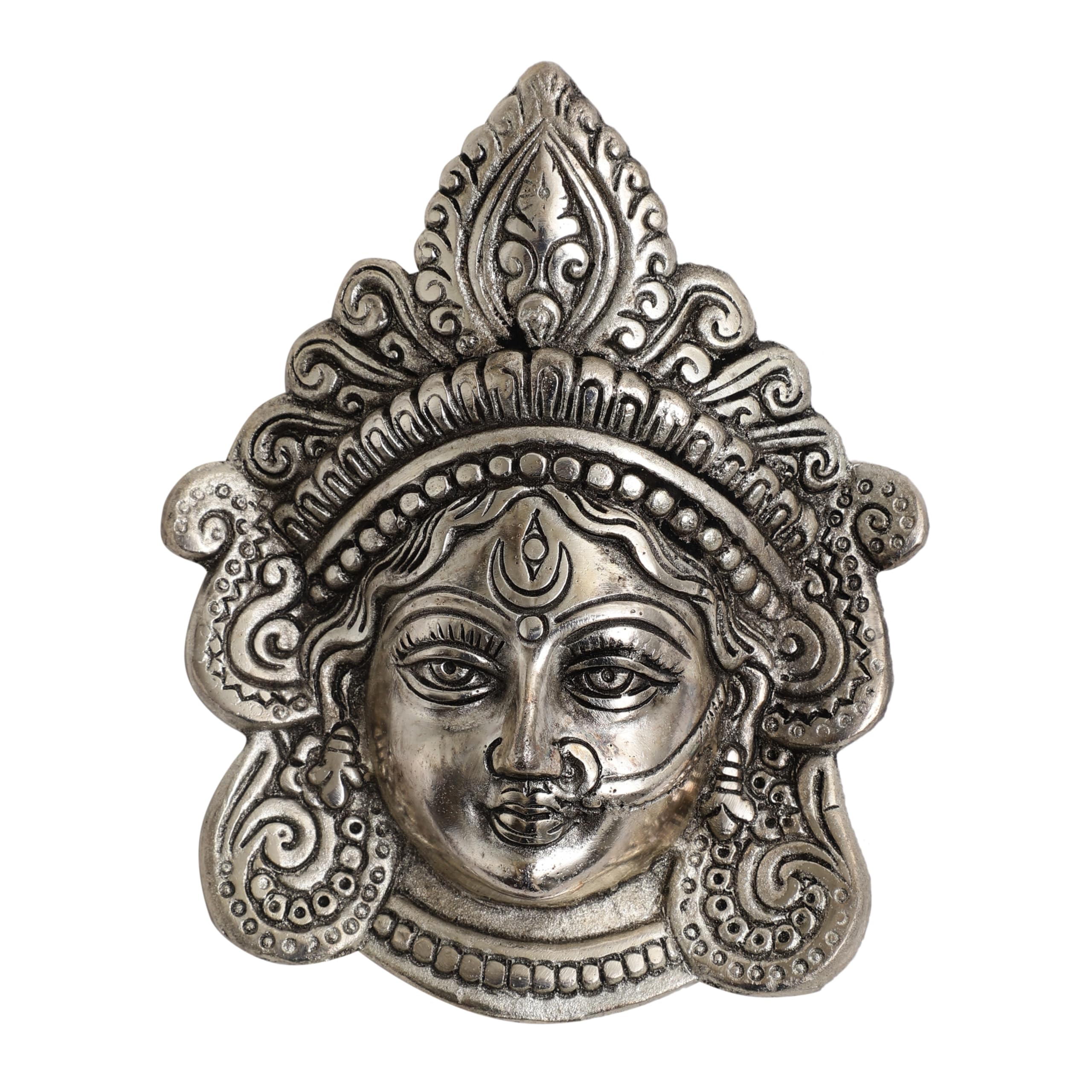 PURESTORY Wall Hangings for Home Decoration | Maa Durga Face Wall Hanging | Maa Durga Face Mould | Door Entrance Decoration Items | God Idol Wall Hanging | Gifting Items | Idol for Home Decor - Silver