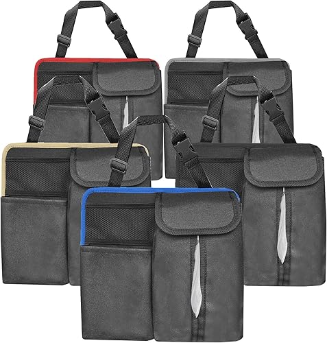 Miniatura 7 de FH Group E-Z Travel Organizador de respaldo de asiento de coche con soporte para pañuelos, para toallitas para bebé, color negro