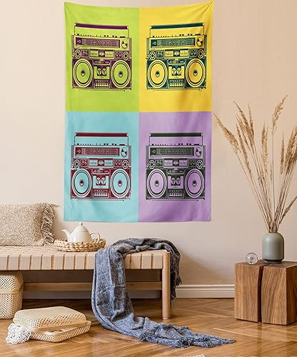 Miniatura 13 de Lunarable Tapiz costero, tumbonas y mar Caribe bajo el parasol naranja, imagen de vacaciones de luna de miel, decoración de tela para colgar