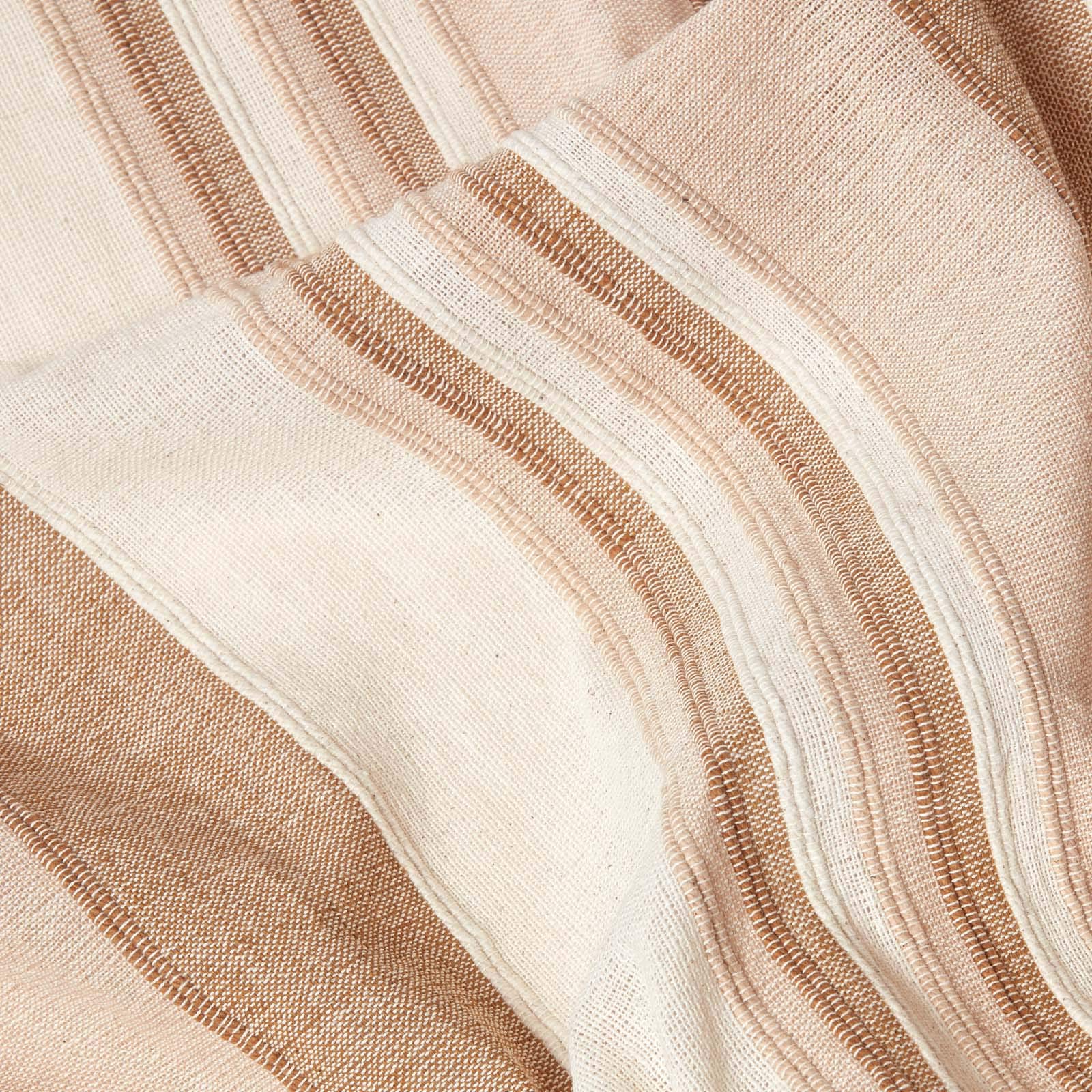 HOMESCAPES Large Natural Beige Throw “Morocco” Cotton Textured Stripe Throw 225 x 255 cm Bedspread Sofa Throw Handmade Suitable for 2 or 3 Seater Sofas or Double and King Size Beds Machine Washable - Image 4