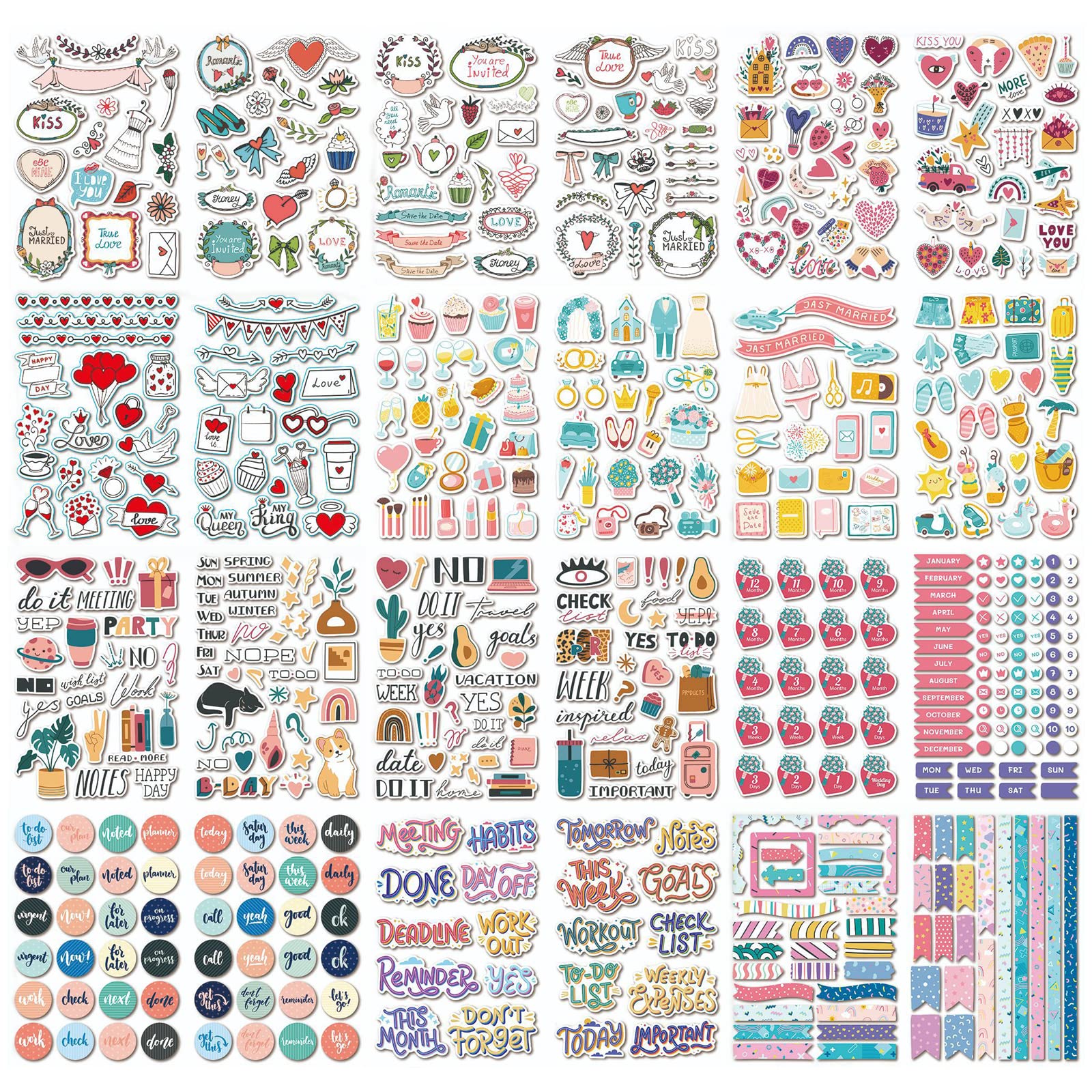 GmeDhc Stickers Boda, Pegatinas Scrapbooking Boda, Pegatinas Album Fotos Boda, Stickers Scrapbooking, Pegatinas Vintage, Pegatinas Boda, Pegatinas Decorativas, para Decoracion Boda