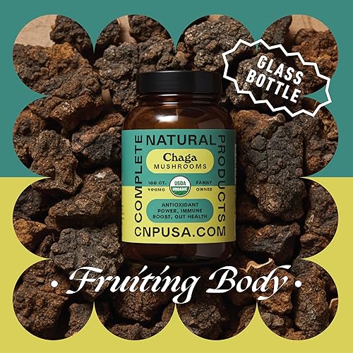 Miniatura 4 de Complete Natural Products Cápsulas orgánicas de hongos Chaga - 100 unidades, poder antioxidante orgánico, refuerzo inmunológico, apoyo intestinal,