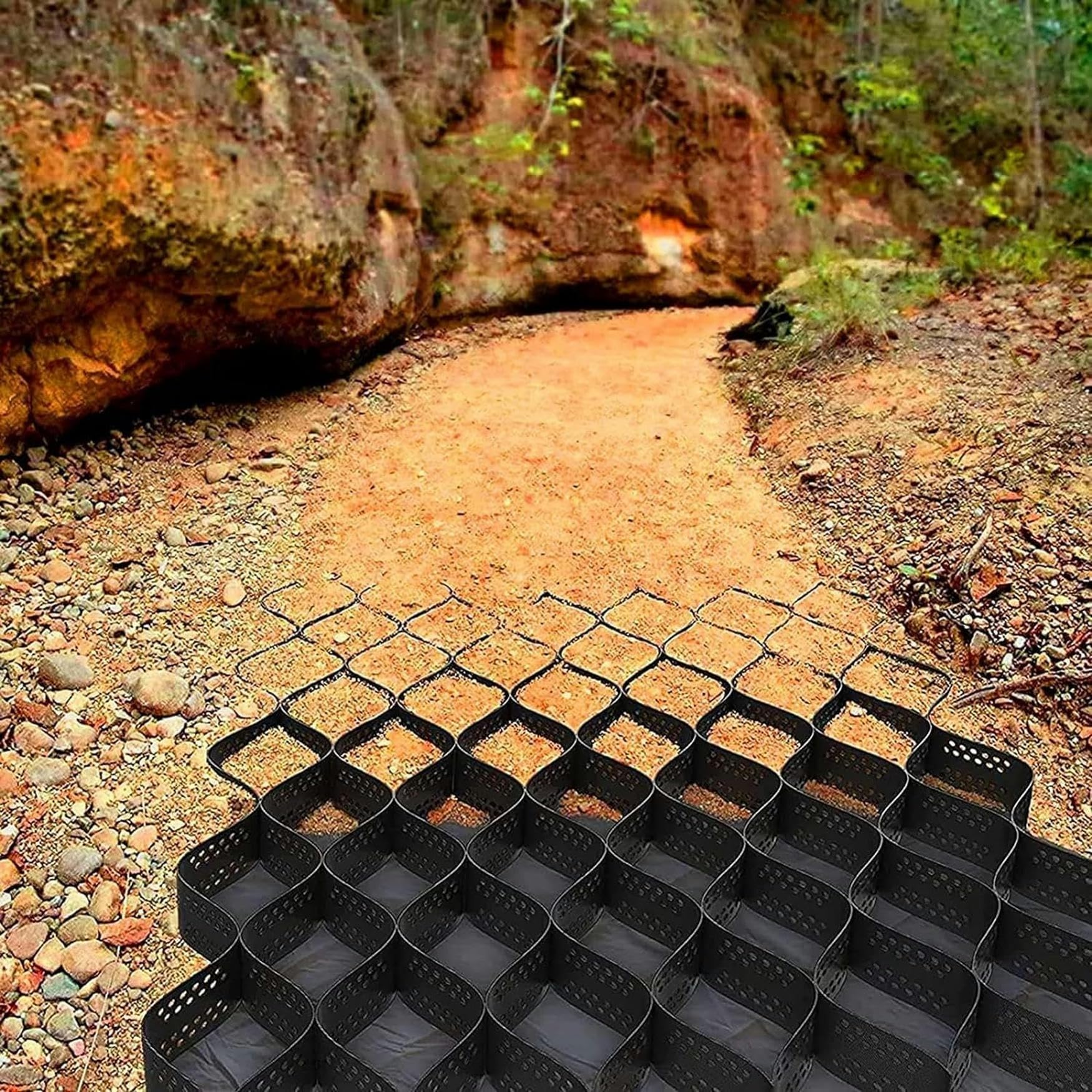 Grille de sol pour aménagement paysager de jardin et parking en gravier robuste 2x10 m