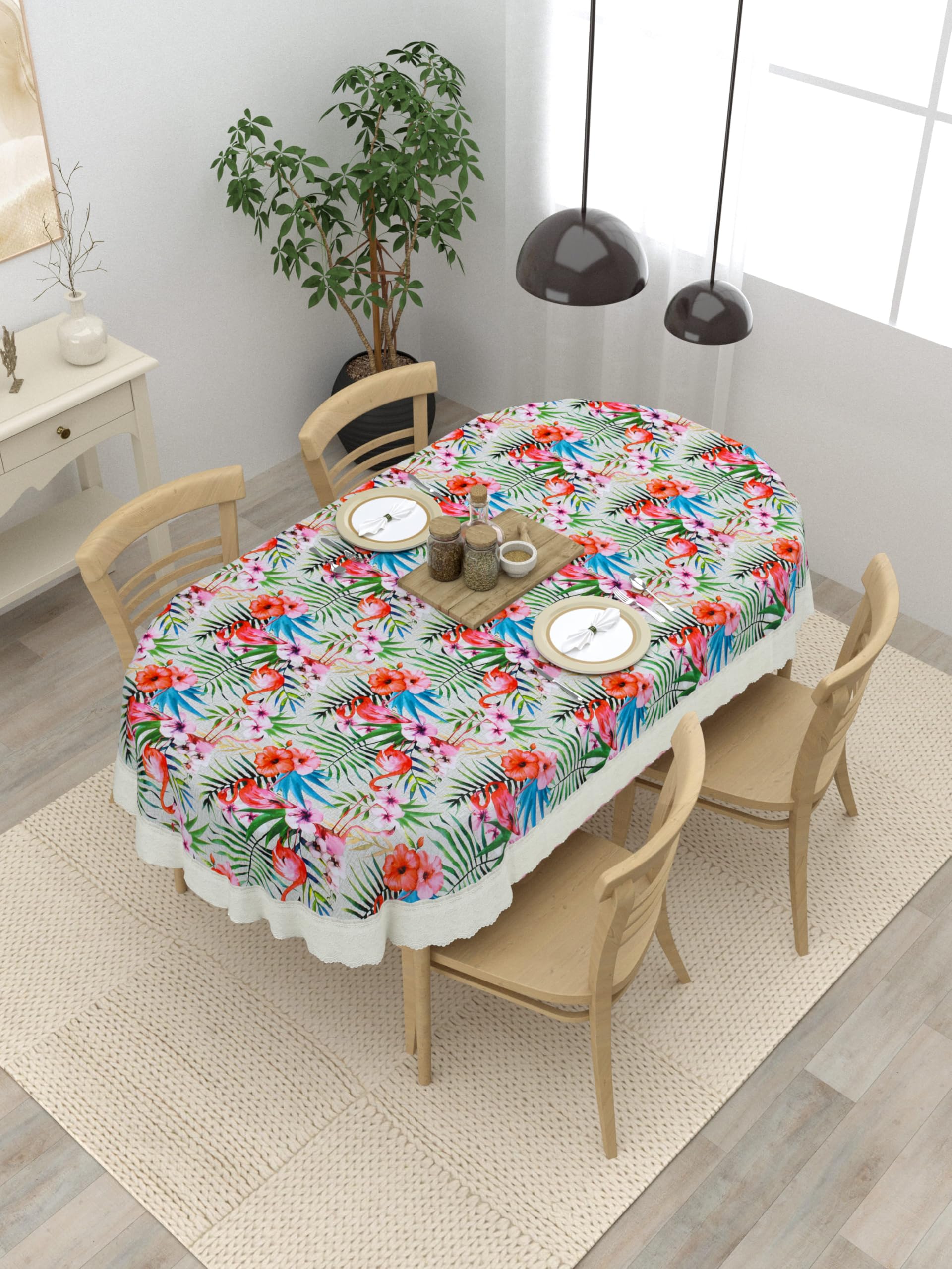 Clasiko 4 Seater Oval Dining Table Cover; 54x78 Inches or 137x198 Cms; Material - PVC; Anti Slip; White Print On Grey (B0CKX4V8GC) Amazon Price History, Amazon Price Tracker
