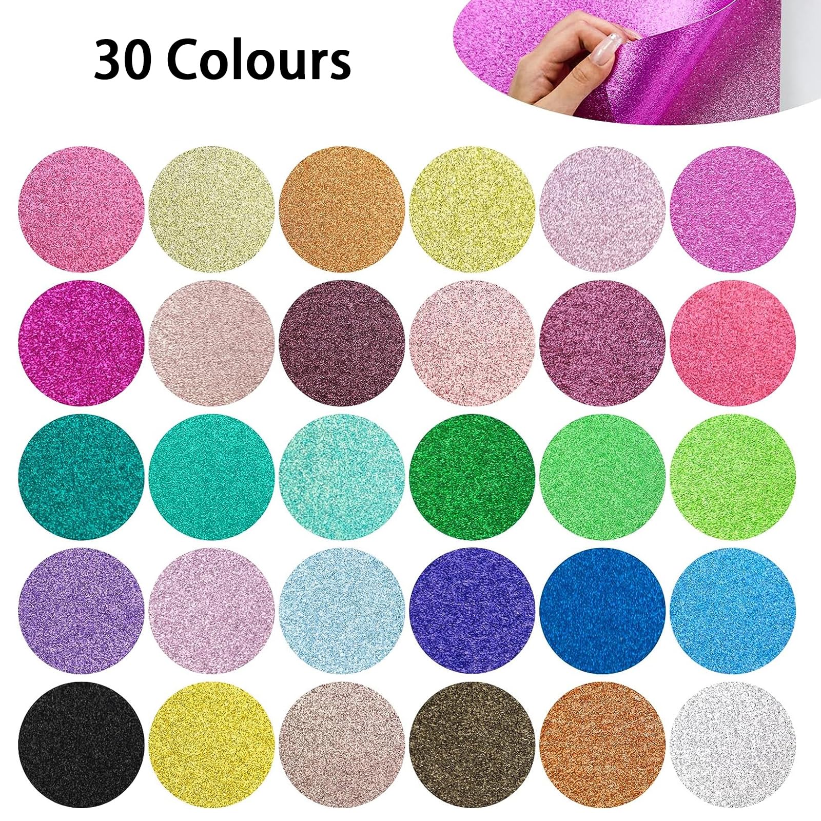 A4 Glitter Cardstock Paper Double Sided, 30 Sheets 30 Colours 250gsm Coloured Glitter Card for Crafting and Decoration - Image 3