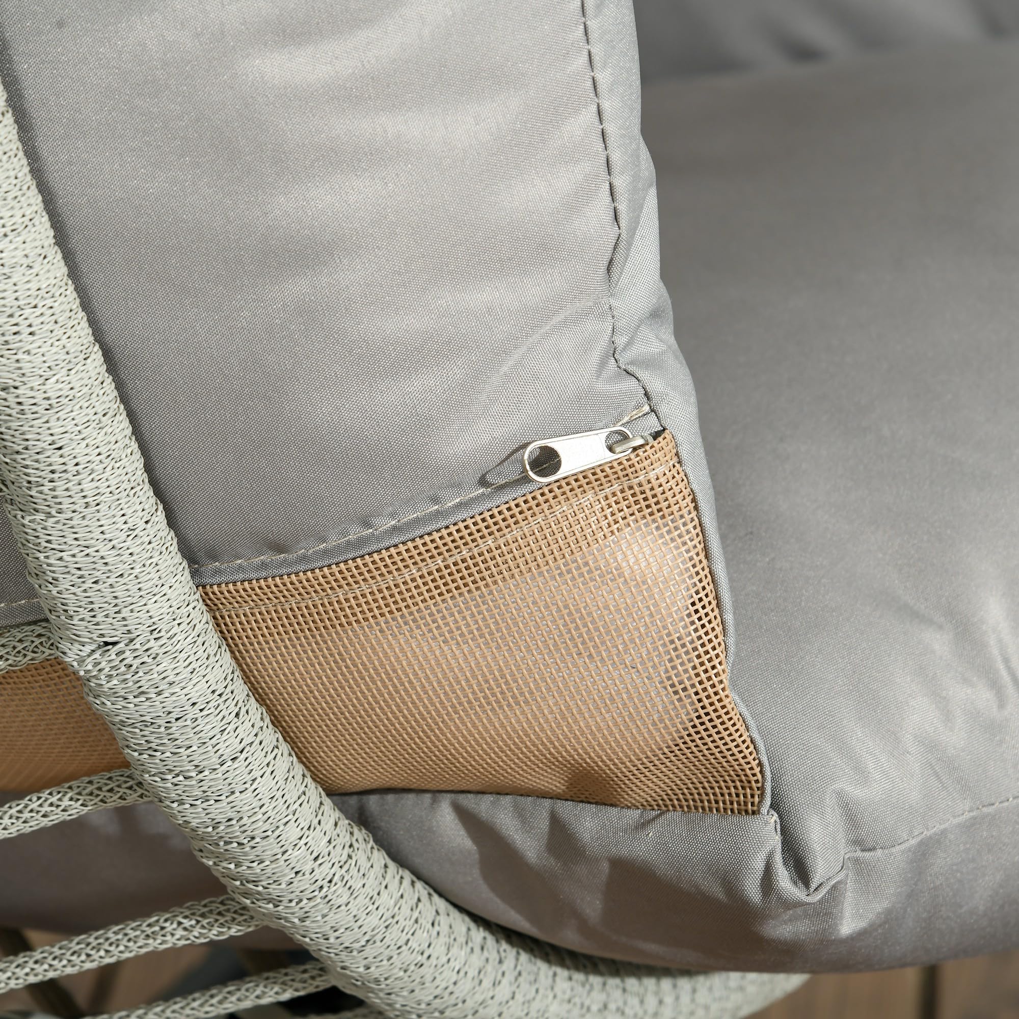 Outsunny Fauteuil œuf Suspendu balancelle Pliante avec Coussin et Support Usage intérieur extérieur métal Corde en polypropylène dim. 110L x 100l x 188H cm Gris