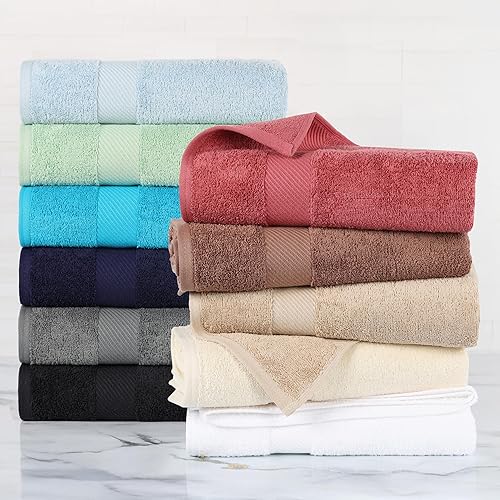 Miniatura 10 de SUPERIOR Juego de algodón egipcio, toalla absorbente de secado rápido de fibra larga, 6 piezas a mano, Capri Breeze