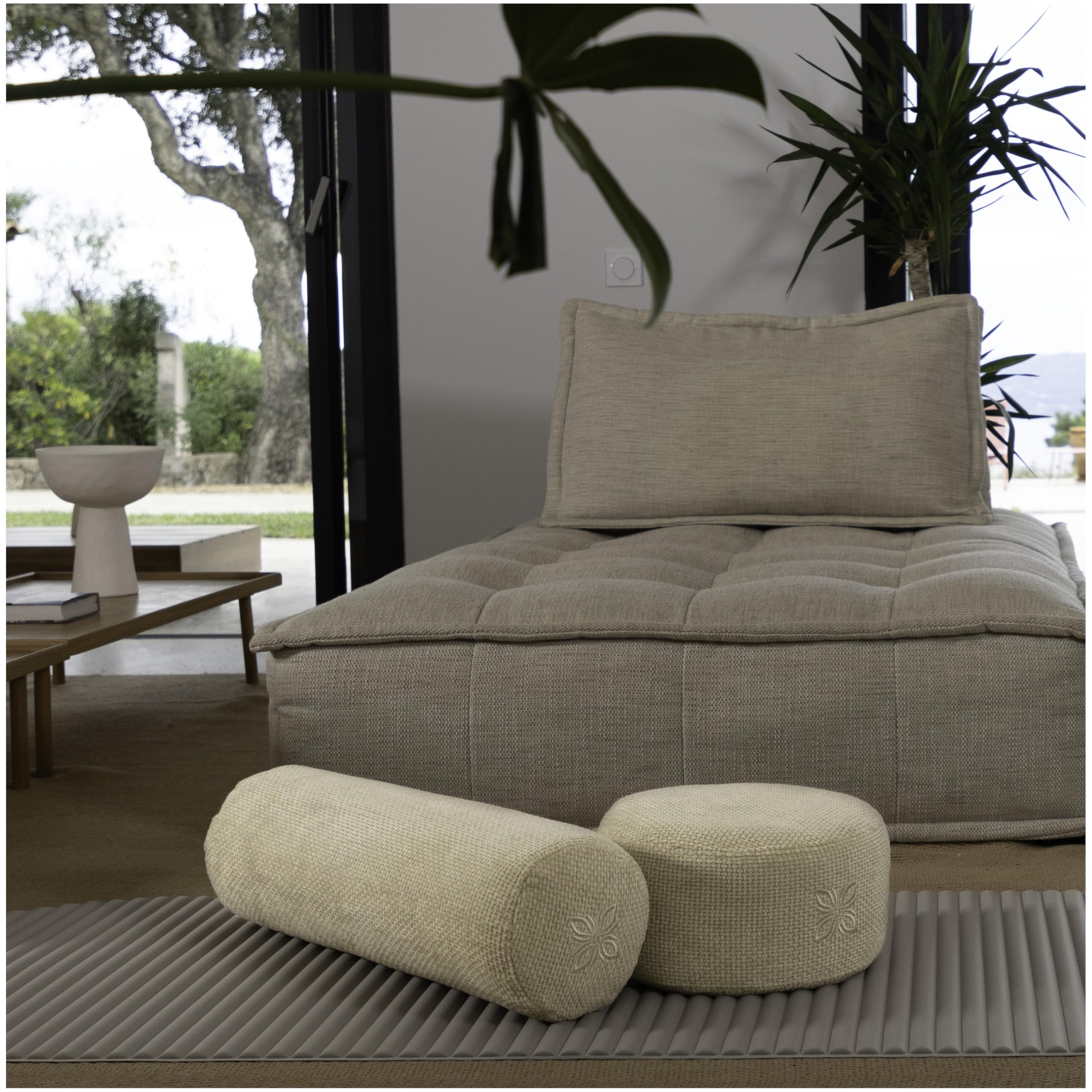 OMNANA® Coussin De Méditation Cushy Rond En Chenille - 10/15/20cm Haut - Rembourrage Épeautre Bio - Confort & Style