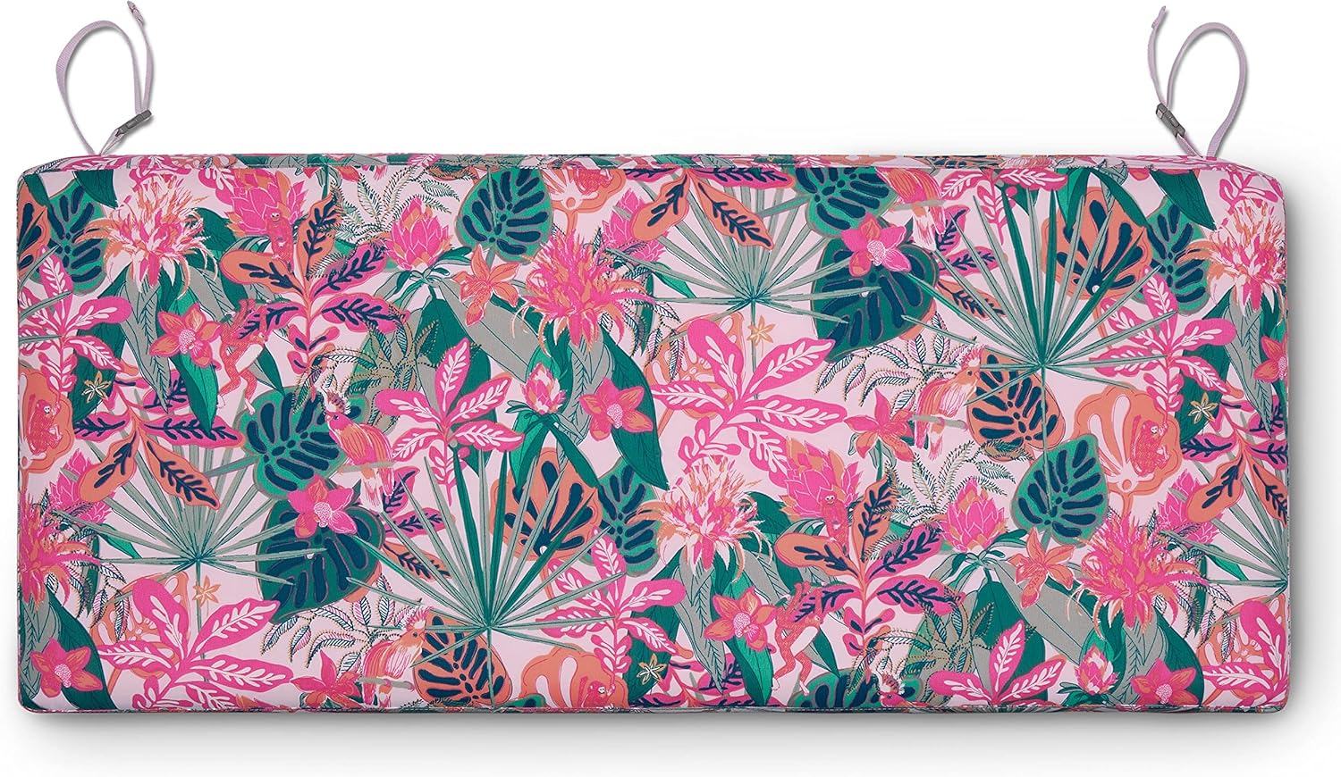 Classic Accessories Vera Bradley Water-Resistant Patio Bench Cushion, 54 x 18 x 3 Inch, Rain Forest Canopy Coral, Patio Furniture Cushions