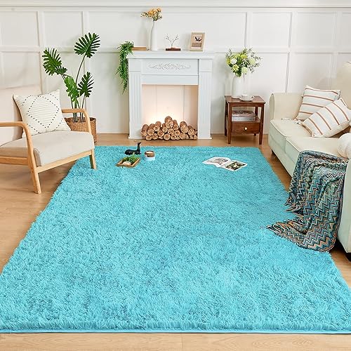 Miniatura 117 de Andency - Tapete de pelo largo sintético de interior, 4 x 6 pies, color gris oscuro estilo teñido anudado, afelpado, suave y mullido