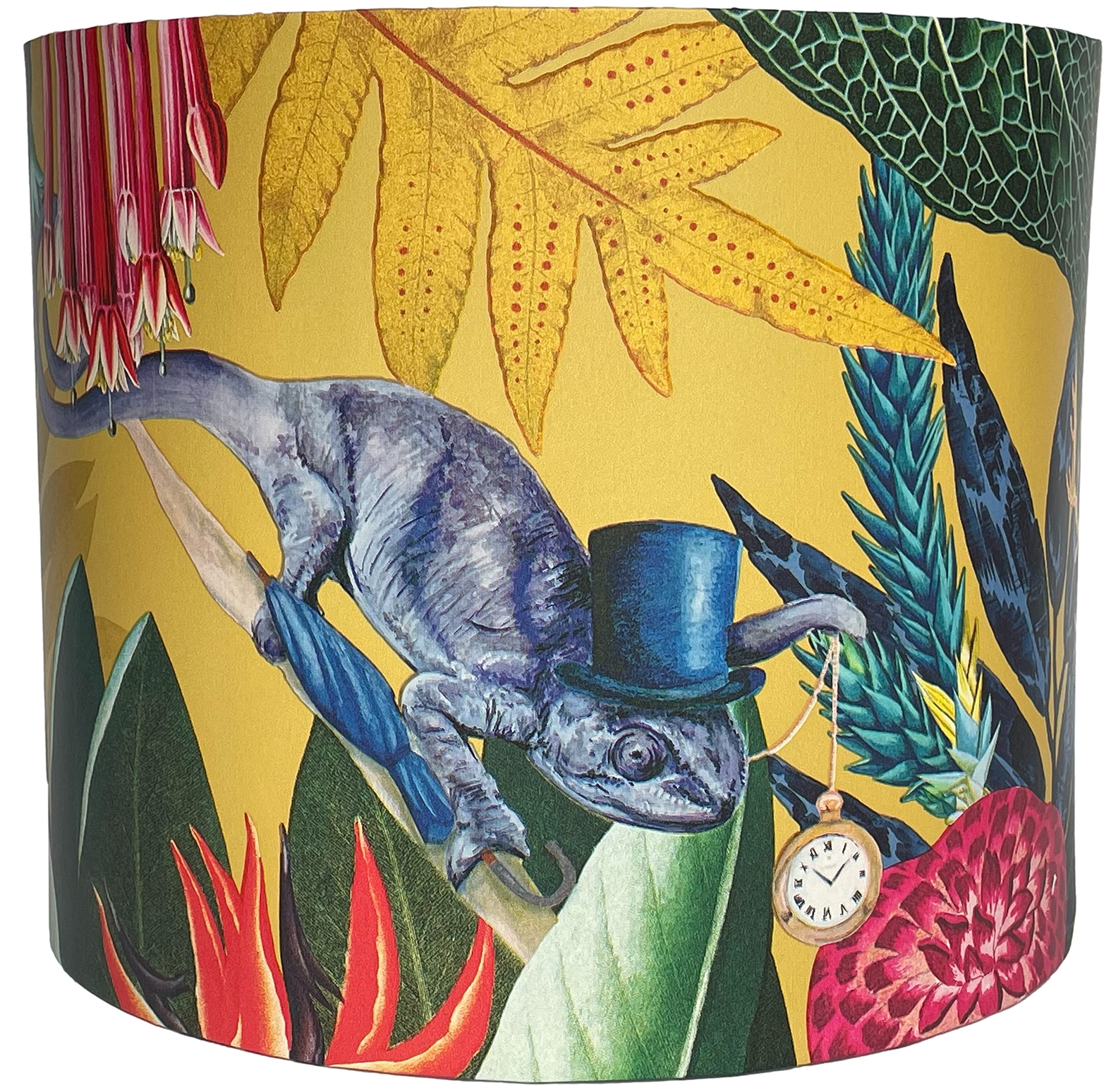 Lampshade Kings Ochre Yellow Tropical Jungle Lampshade For Ceiling & Table Lamps - Parrot, Bird & Chameleon Animal Bedroom Accessories