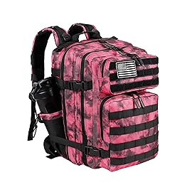 LHI Tactical Military Backpack for Men and Women 25L Army Assault Pack Bag Large Rucksack with Molle System-Pink tie dye