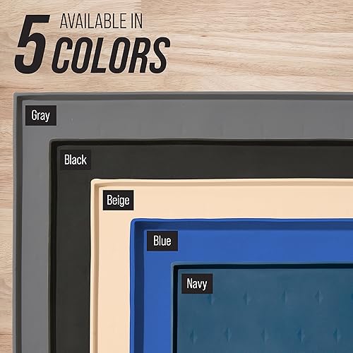 Miniatura 9 de Leash Boss Tapete de comida para perros y cuencos de agua, de silicona impermeable, para alimentación de mascotas, bordes elevados extra altos,