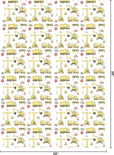 Miniatura 6 de Titiweet Papel de regalo de construcción, papel de regalo de camión para niños, niños, 12 hojas de papel de regalo para tractores y camiones para