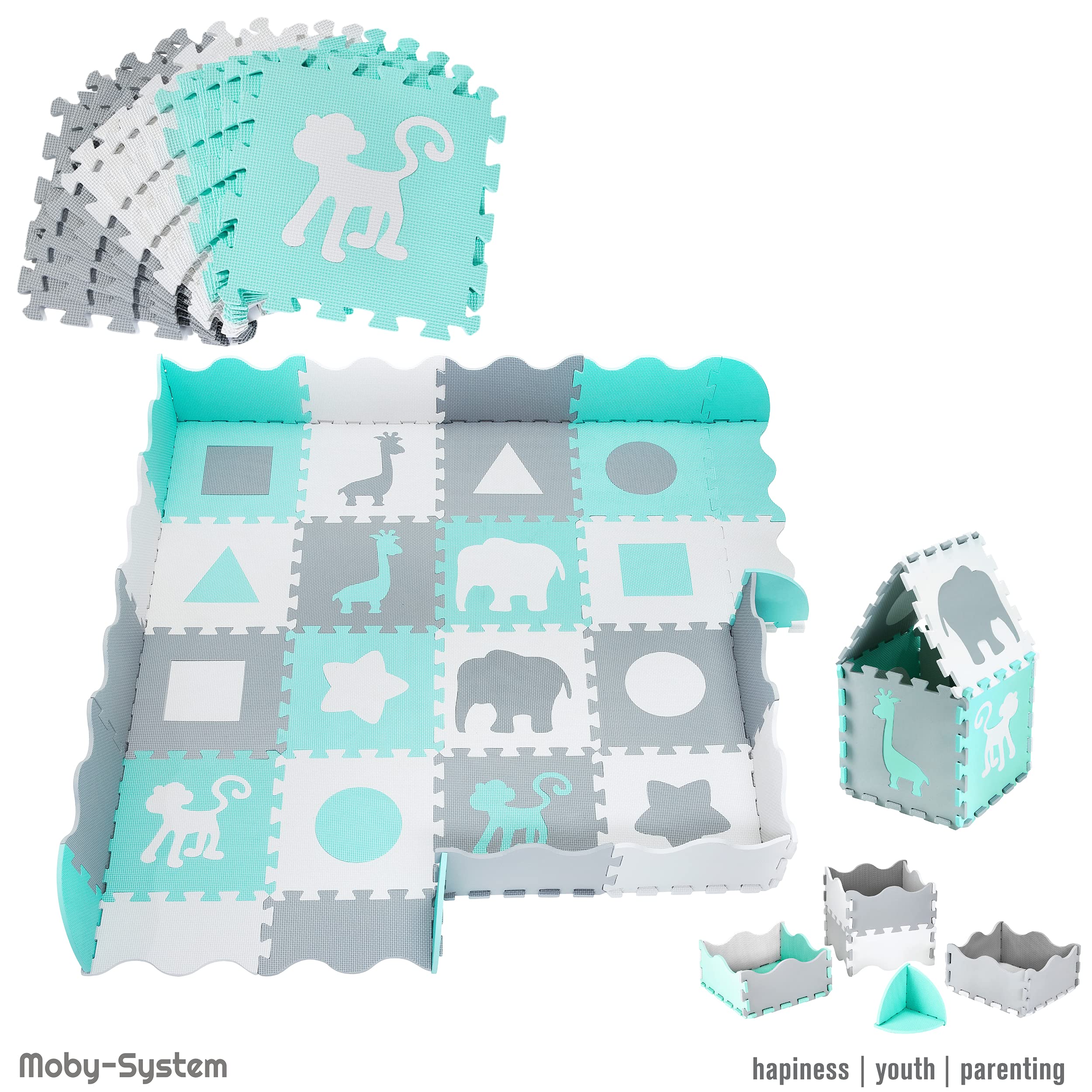 Moby-System Puzzlematte für Babys, 150 x 150 cm, Spielmatte, geruchlos