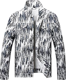Mens Denim Jacket Ripped Slim Jean Jacket Coat for Men