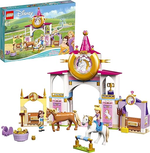 LEGO 43195 Disney Beauty and Rapunzel Royal Stables, Horses Toy for 5 Year Old Boys and Girls, Building Set, Mini Princess Dolls