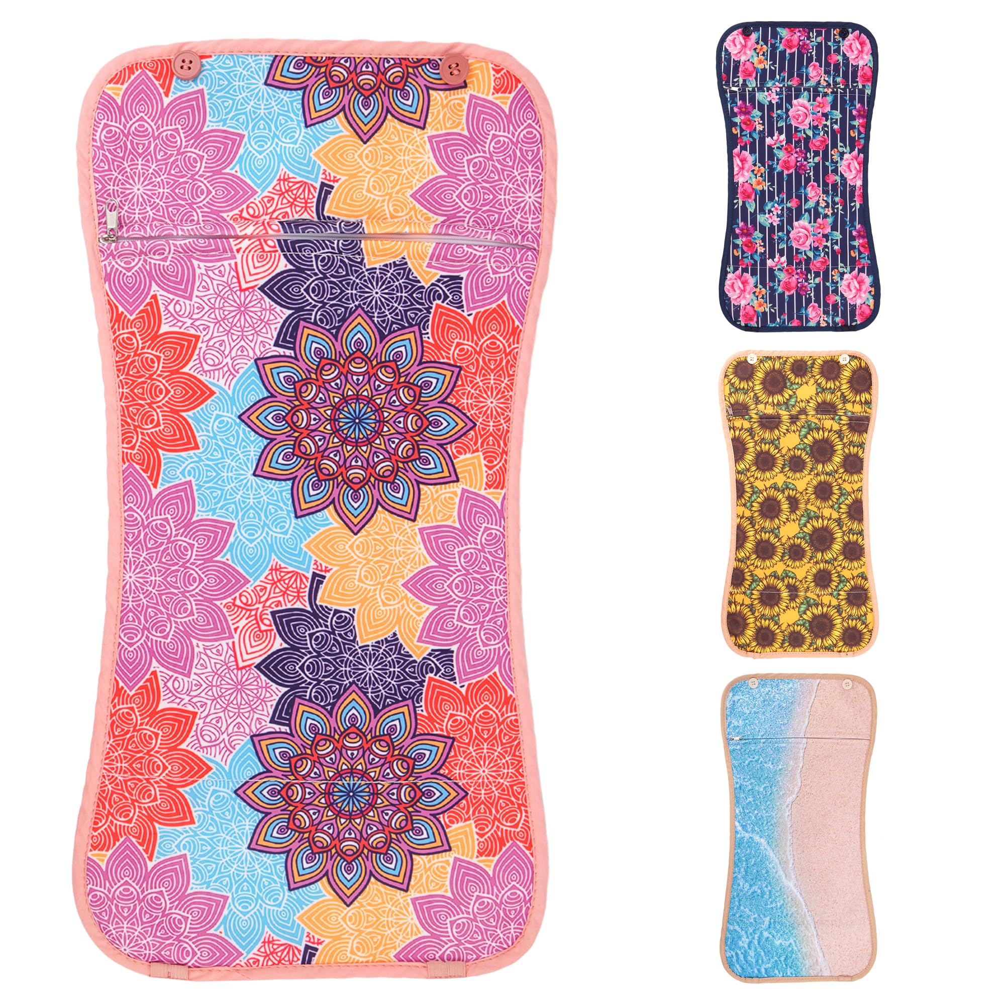 Jasenna Castor Oil Pack Wrap,Reusable Organic Castor Oil Packs for Liver Detox,Constipation and Inflammation,Adjustable Elastic Strap Bamboo Cotton Machine Washable Anti Oil Leak(1-Colorful Flower)