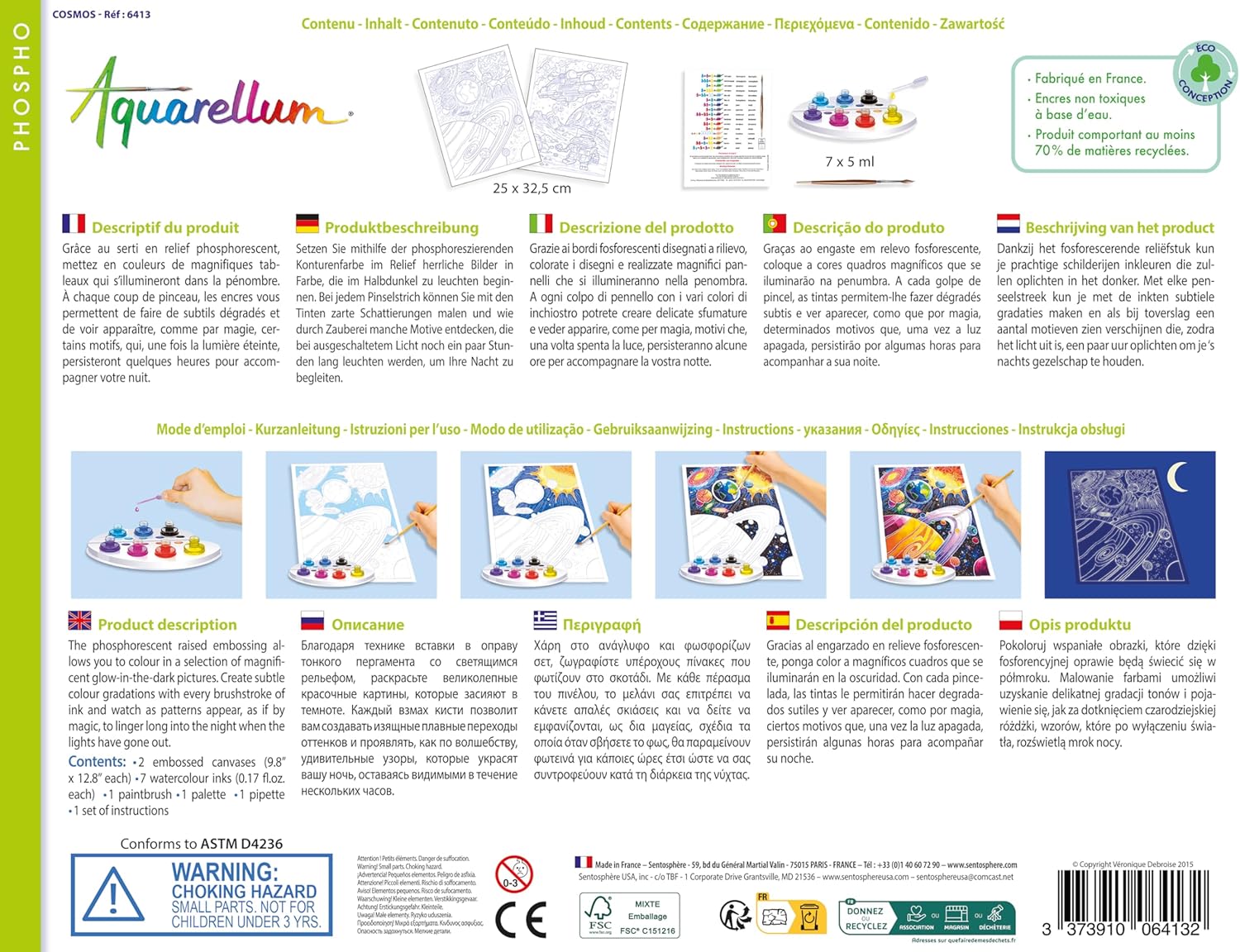 SentoSphere Aquarellum - Planets Glow in the Dark - Arts and Crafts Watercolor Paint Set